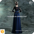 Comprimento do chão meia manga em volta do pescoço com fecho de correr rendas elegante longo Royal Blue vestido de noite barato stock vestidos de dama de honra